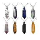 Natural Stone Essential Oil Necklace Perfume Bottle Faceted Points & Silver Chain