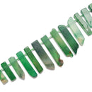 Green Agate Graduated Slab Stick Point Beads Size 10x25-12x45mm 15.5'' Strand