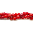 Red Irregular Bamboo Coral Smooth Round Beads Size 6mm 7mm 8mm 15.5" Strand