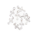 925 Sterling Silver Hollow Crucifix Cross Charm Pendant 11x18mm 6pcs per Bag