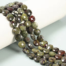 Natural Dragon Bloodstone Faceted Coin Beads Size 10mm 15.5'' Strand