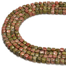 Natural Unakite Faceted Cube Beads Size 4-5mm 15.5'' Strand