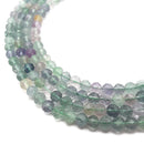 Natural Fluorite Faceted Round Beads 5mm 6mm 15.5" Strand