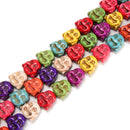 Multi-color Howlite Turquoise Double Sided Buddha Head 18x20mm 15.5'' Strand