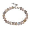 Labradorite Faceted Rondelle Beaded Bracelet Silver Clasp 5x7mm 7.5" Length