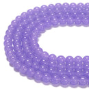 Taro Purple Crystal Glass Smooth Round Beads Size 6mm 8mm 10mm 15.5" Strand