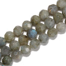 Natural Labradorite Big Faces Faceted Round Beads Size 8mm 10mm 15.5'' Strand