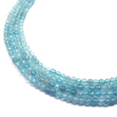 Light Blue Apatite Faceted Round Beads Size 2mm 3mm 4mm 15.5" Strand