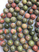 unakite matte round beads