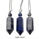 Natural Stone Essential Oil Necklace Perfume Bottle Faceted Points & Silver Chain