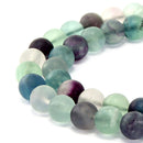 natural fluorite matte round beads