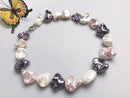 Shell Pearl Necklace Nugget Mix w/Pink Color Approx 22-28mm 17" Inches Long