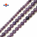 Natural Purple Lepidolite Smooth Round Beads 6mm 8mm 10mm 15.5" Strand