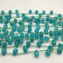 dyed aqua color quartz smooth teardrop beads