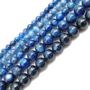 natural blue kyanite smooth round beads