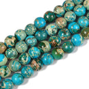 2.0mm Hole Blue Sea Sediment Jasper Smooth Round Beads 6mm 8mm 10mm 15.5" Strand