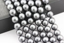 gray shell pearl matte round beads