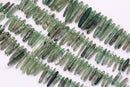 natural green quartz graduated pebble nugget points beads