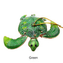 Cloisonne Christmas Tree Ornament Wiggling Sea Turtle Decoration 3" Inches Long