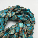 blue sea sediment jasper gold flakes flat nugget slice bead