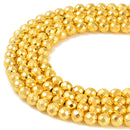 Titanium Gold Hematite Faceted Round Beads 2mm 3mm 4mm 6mm 8mm 10mm 15.5" Strand