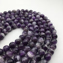 large hole teeth amethyst smooth round beads