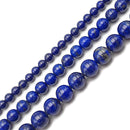 Genuine AAA Afghanistan Lapis Lazuli Smooth Round Beads 6mm 8mm 10mm 16" Strand