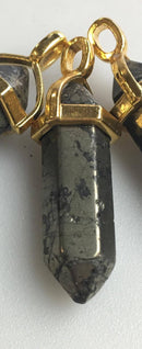 pyrite pendulum pendant healing point chain