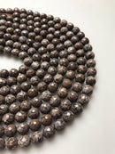 brown snowflake obsidian faceted round beads