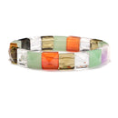 Mixed Quartz Double Drill Bracelet Square Shape Beads Size 10mm 7.5" Length