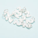 925 Sterling Silver Number Zero to Nine Pendant Charm Size 8x10mm 6 Pcs Per Bag