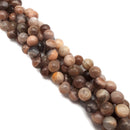 Dark Multi-Color Peach Moonstone Smooth Round Beads 5mm 8mm 10-14mm 15.5" Strand
