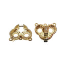 tri ring clasp gold plated copper with micro pave clear zircon