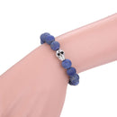 lapis lazuli bracelet matte round Alloy silver alloy skull