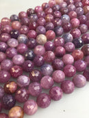 genuine ruby faceted round beads