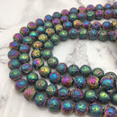 rainbow coated lava rock stone beads