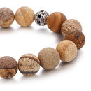 picture jasper bracelet silver skull matte round