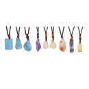 Crystal Gemstone Rough Chunk Point Pendant 24'' Adjustable Necklace Aquamarine, Amethyst, Rose Quartz, Lemon Quartz, Citrine, Lemon Jade