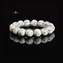 Sesame Kiwi Jasper Matte Round Elastic Bracelet Size 6mm 8mm 12mm 7.5'' Length