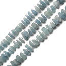 Natural Aquamarine Irregular Discs Beads Approx 4x10mm 15.5" Strand