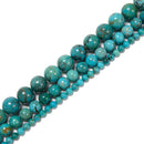 Blue Green Genuine Turquoise Smooth Round Beads Size 4.5mm to 12.5mm 15.5'' Str