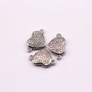 silver plated mirco pave clear zircon heart shapex sale by piece