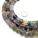 Multi-Color Fluorite Faceted Rondelle Wheel Discs Beads Approx 7x10mm 15.5" Strand