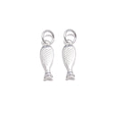 925 Sterling Silver Fish Charm Pendant Size 5x16mm 4pcs per Bag