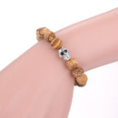picture jasper bracelet silver skull matte round