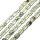 Natural Prehnite Faceted Flat Rectangle Beads 6x8mm 15.5" Strand