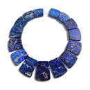 Blue Sea Sediment Jasper Graduated Trapezoid Slab Slice Beads 22-35mm 15.5"Strand