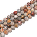 Laguna Lace Agate Smooth Round Beads 4mm 6mm 8mm 9mm 10mm 11mm 12mm 15.5" Strand