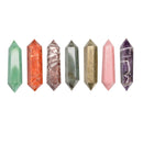 Stone Crystal Double Terminated Point Wand Approx 12x55mm Amethyst, Sunstone, Labradorite, Mica, Pyrite, Jasper, Opal