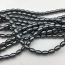 natural gray hematite smooth rice shape beads